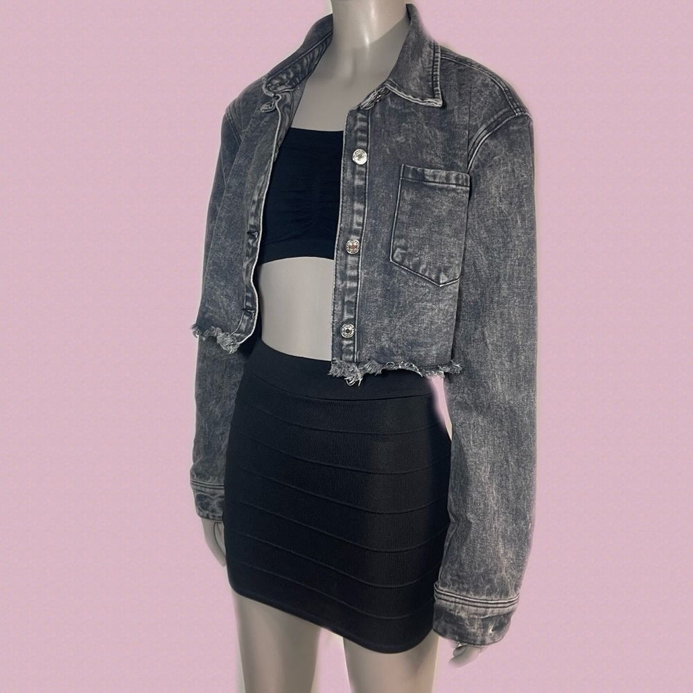 Cropped Acid Wash Jean Jacket